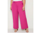 AUTOGRAPH - Plus Size - Womens Pants -  Full Length Wide Leg Suit Pant - Raspberry