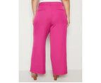 AUTOGRAPH - Plus Size - Womens Pants -  Full Length Wide Leg Suit Pant - Raspberry