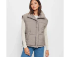 Oversized Puffer Vest - Lily Loves - Brown