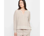 Target Garment Dyed Henley Jumper - Neutral