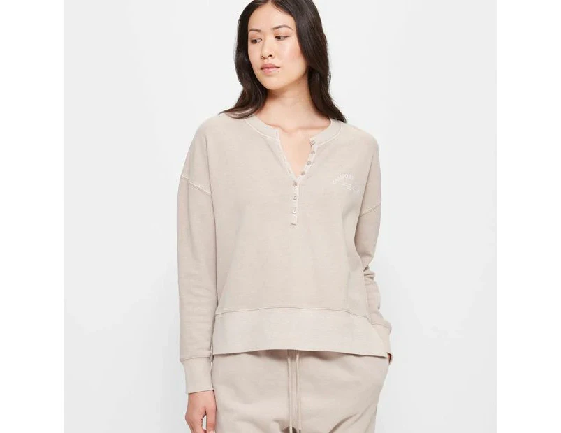 Target Garment Dyed Henley Jumper - Neutral