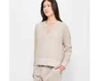 Target Garment Dyed Henley Jumper - Neutral