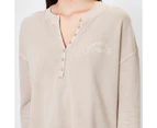 Target Garment Dyed Henley Jumper - Neutral