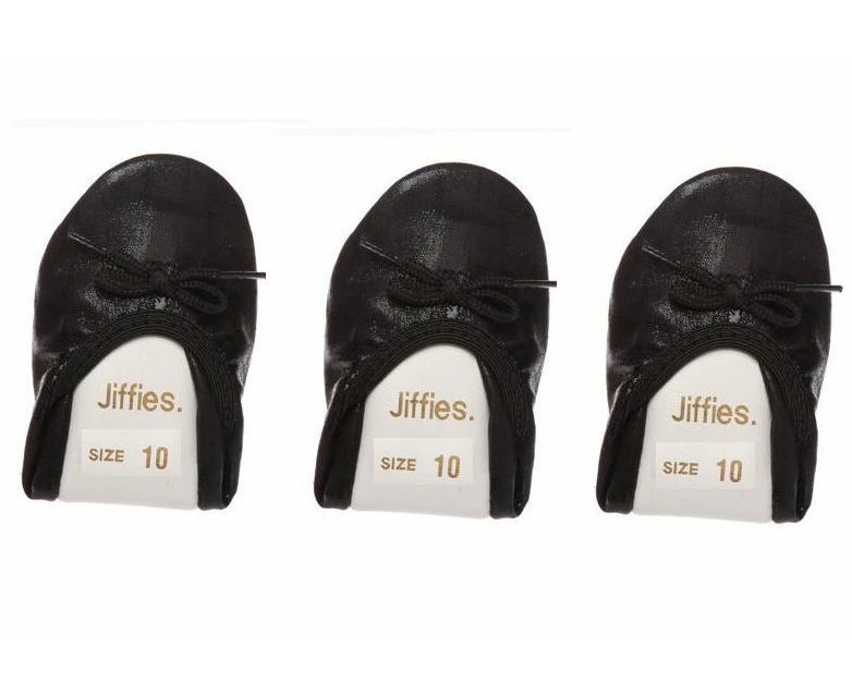 3 Pairs X Grosby Jiffies Girls Ballet Dance Slippers Shoes Black Gold Pink White Synthetic - 3 Black Sparkle