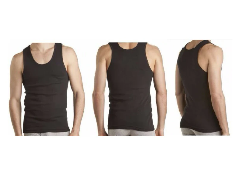 Bonds Mens 3 Pack Chesty Singlets Underwear Cotton Work Singlet White Black Navy Cotton - Black