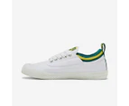 2 x Mens Volley White, Green & Gold International Low Volleys Shoes Canvas - White / Green / Gold
