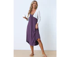 Cheibear Pajama V Neck Nightdress Stretchy Lounge Cami Dress Purple