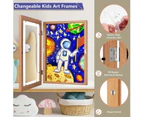 2 x WOOD KIDS ART FRAME A4 Front Opening Kids Drawing Artwork Frames Changeable