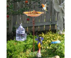 Glass Bird Bath Flower Bird Feeders Bowl Water Foutain Holder Stand Garden Decorative