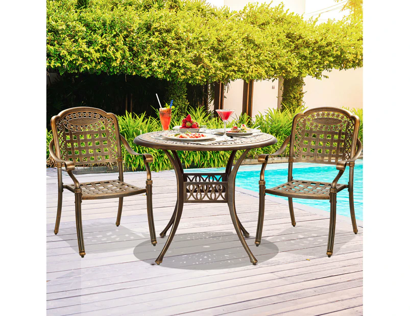 Livsip Outdoor Patio Setting Dining Chairs & Table 3 Piece Bistro Set Cast Aluminum Patio Garden Furniture