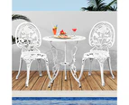 Livsip Outdoor Setting Dining Table & Chairs 3 Piece Bistro Set Cast Aluminum Patio Garden Furniture Rose