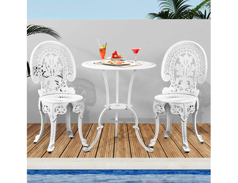 Livsip Outdoor Dining Setting Chairs Table 3 Piece Bistro Set Cast Aluminum Patio Garden