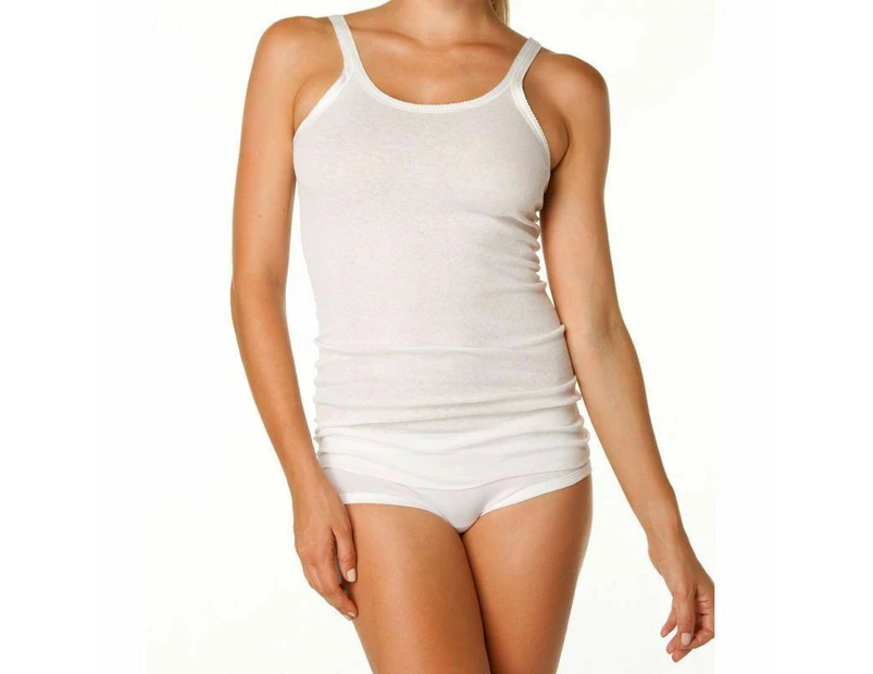 4 x Womens Bonds Cumfy Tube Long Rib Top White Plus Size Underwear Singlet - White