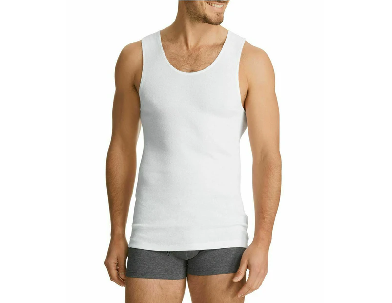 Mens Bonds 6 Pack Singlets Chesty Navy White Cotton Vest Singlet Cotton - White