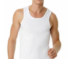Mens White 3 Pack 100% Cotton Ribbed Singlet Tops Top Singlets Chesty Underwear Cotton - White
