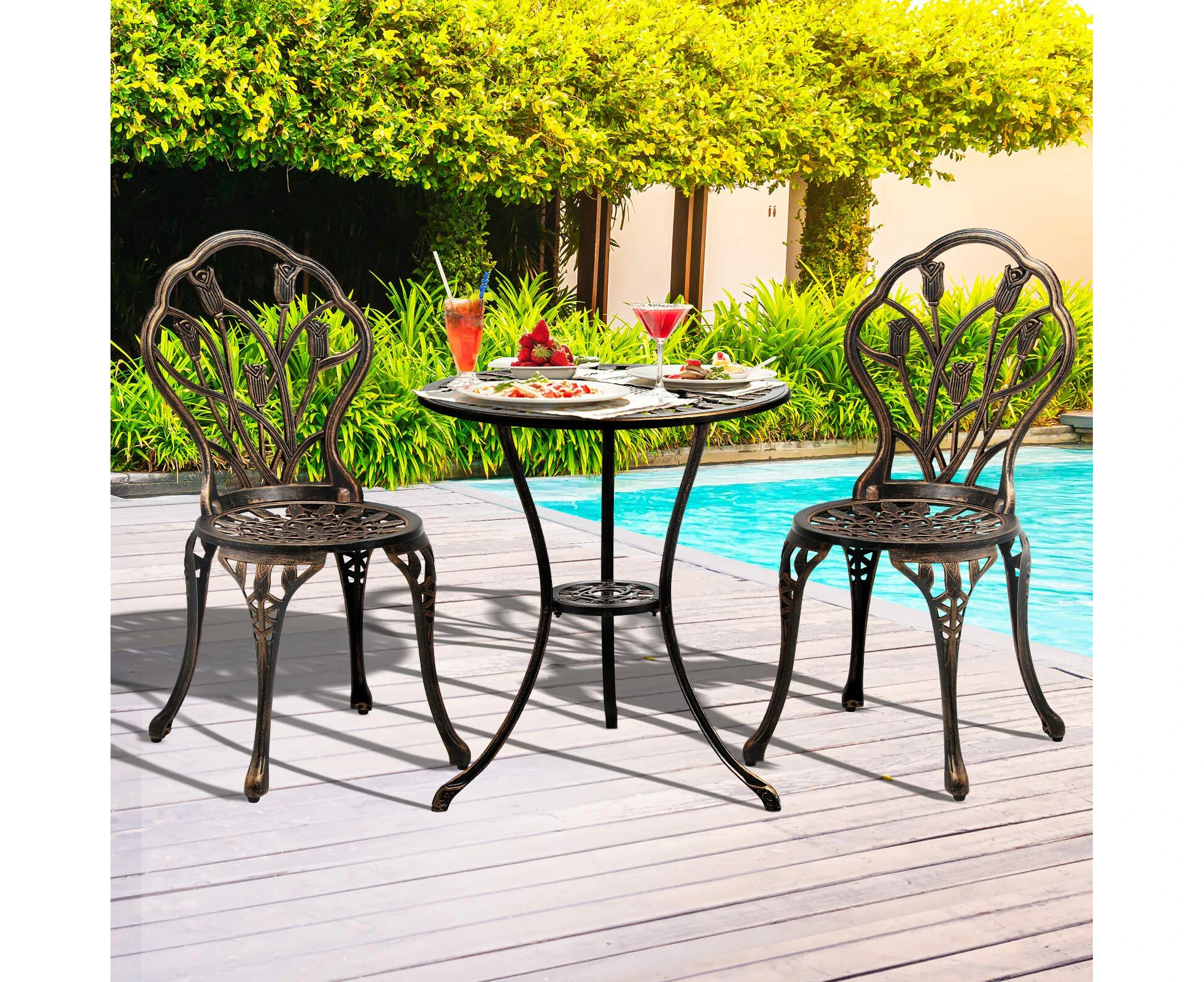 Livsip 3PCS Bistro Outdoor Dining Setting Chairs Table Patio Furniture Set