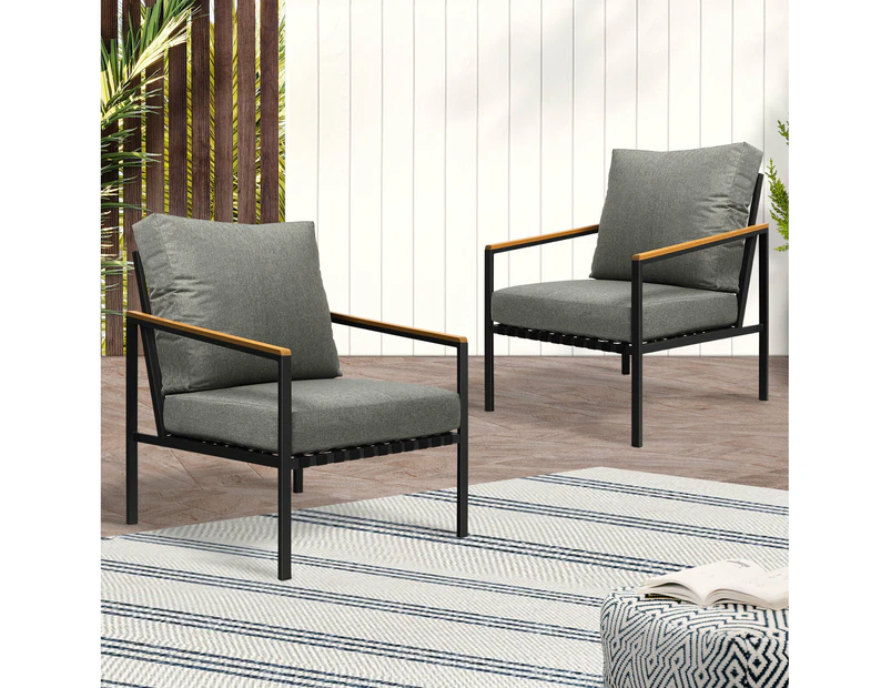 Livsip Outdoor Lounge Dining Chairs Set 2 Piece Bistro Set Patio Garden Furniture