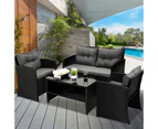 Livsip  4-Piece Outdoor Lounge Furniture Set Wicker Patio Furniture Setting