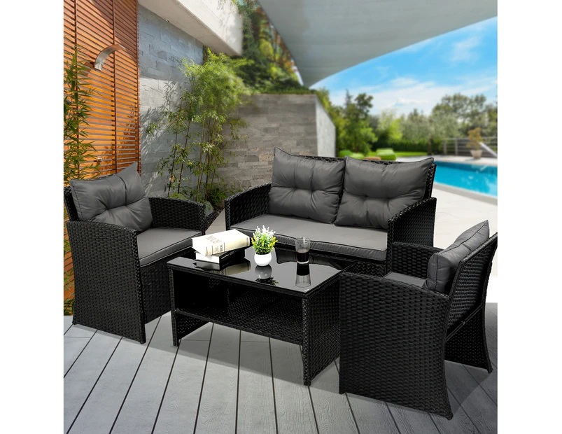 Livsip  4-Piece Outdoor Lounge Furniture Set Wicker Patio Furniture Setting