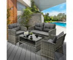 Livsip Outdoor Furniture 4 PCS Outdoor Lounge Setting Patio Wicker Sofa Set