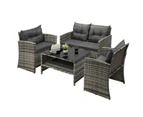 Livsip Outdoor Furniture 4 PCS Outdoor Lounge Setting Patio Wicker Sofa Set