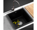 Cefito Kitchen Sink Stone Sink Granite Laundry Basin Single Bowl 45cmx45cm Black