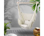 Gardeon Hammock Chair Outdoor Camping Hanging Hammocks Cushion Pillow Cream