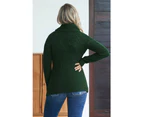 Azura Exchange Buttoned Wrap Turtleneck Sweater - Green