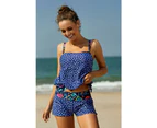 Azura Exchange Dotted Print Tankini Swimwear - Blue