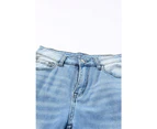 Azura Exchange Ripped High Waist Straight Leg Jeans with Side Splits - Sky Blue