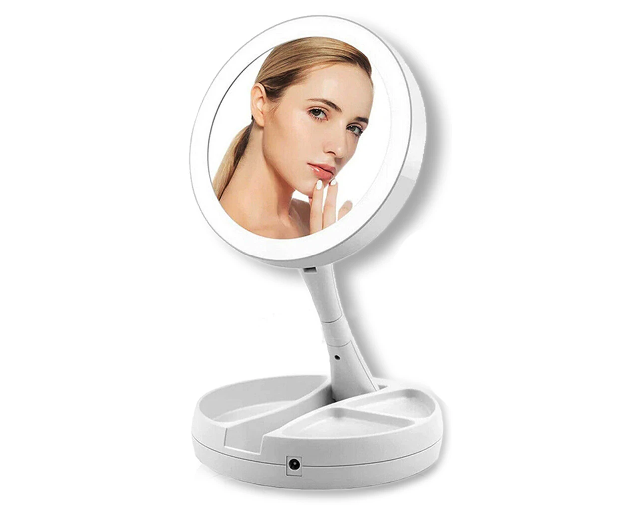 10X Double Side Makeup Mirror Magnifying Folding Beauty with LED Light Bathroom