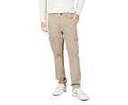 Beige Cotton Trousers with Zip and Button Fastening - Beige