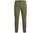 Green Plain Trousers with Zip and Button Fastening - Green