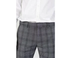 Checked Trousers with Zip and Button Fastening - Black