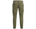 Green Plain Trousers with Zip and Button Fastening - Green