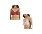 2 Pack X Berlei Womens Sweatergirl Bra - Pink / Red Nylon/Polyester - Red / Pink