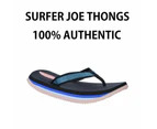 2 x Mens Original Surfer Joe Thongs Sandals Shoes Slippers Black Blue Flip Flops Synthetic - Blue