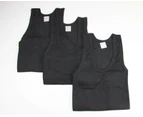 3 Pack X Black Mens Cotton Ribbed Chesty Single Mens Top Tops Singlets Cotton - Black