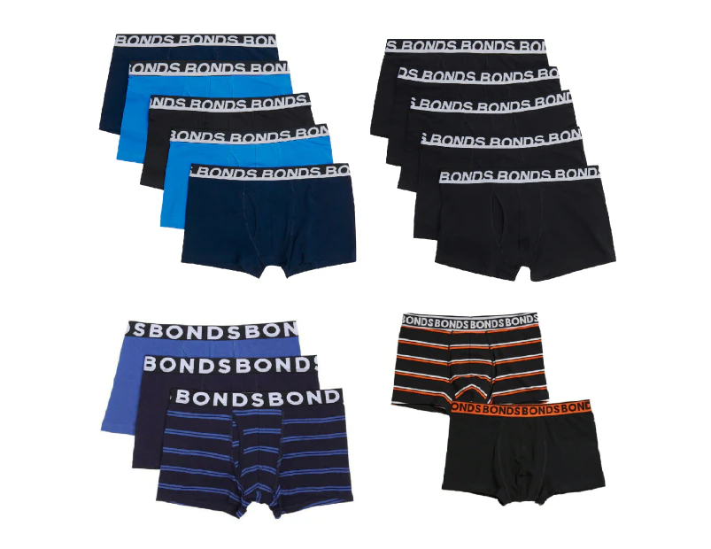 10 x Mens Bonds Everyday Trunks Briefs Boxer Assorted Underwear Cotton/Elastane - 10 Pairs - Mixed Lot