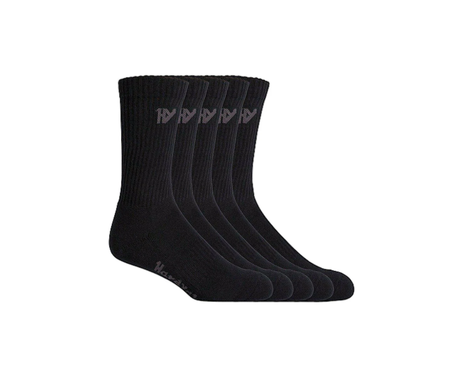 10 x Mens Hard Yakka Crew Work Black Workwear Socks Y20035 Cotton/Polyester - Black