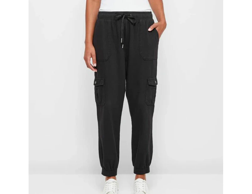 Target Rib Trim Twill Jogger Pants - Black