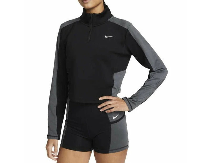 Nike Womens 1/4 Training Top - Black / Grey
