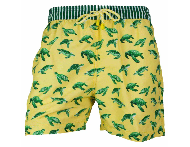 Beach Turtles Men Boardshorts - Yellow