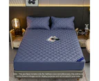 SOGA Blue 138cm Wide Cross-Hatch Mattress Cover Thick Quilted Stretchable Bed Spread Sheet Protector with Pillow Covers
