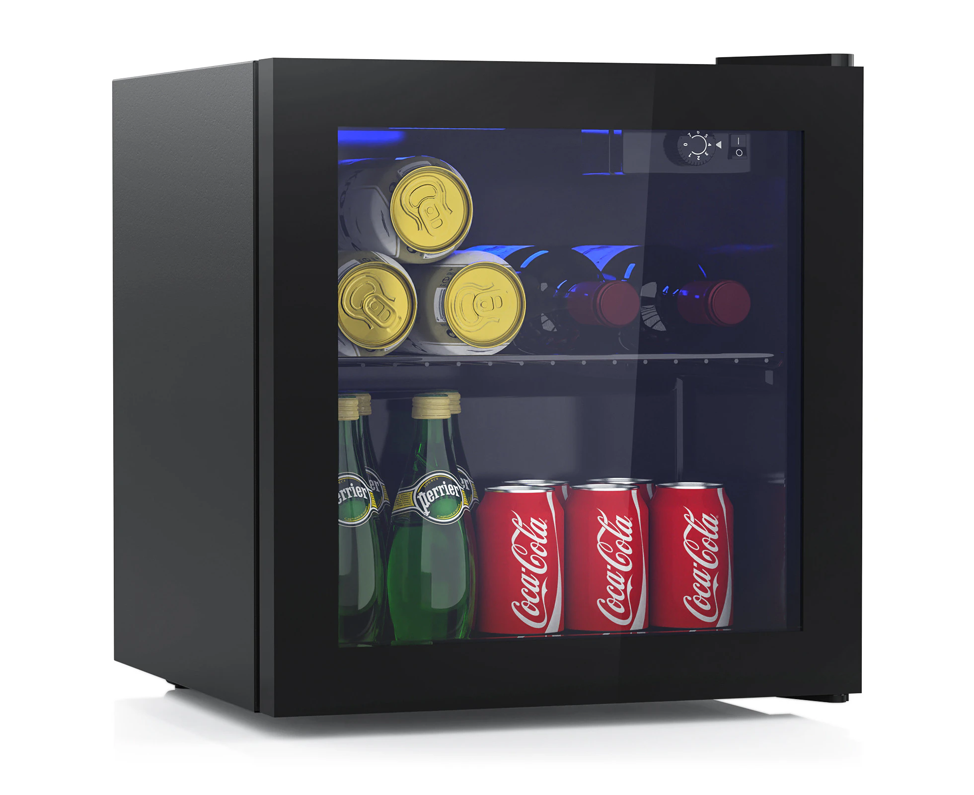 ADVWIN 36L  Mini Bar Fridge Small Fridges Glass Door Mini Beverage Refrigerator Black