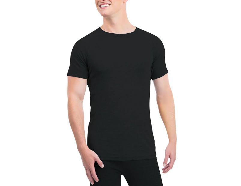 Underworks Men's Heat Retention Thermal Short Sleeve Tee / T-Shirt / Tshirt - Black