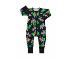 Unisex Baby & Toddler 5 x Bonds Baby 2-Way Zip Wondersuit Coverall Black Tropic T-Rex Cotton/Elastane - Black - Tropic T-Rex