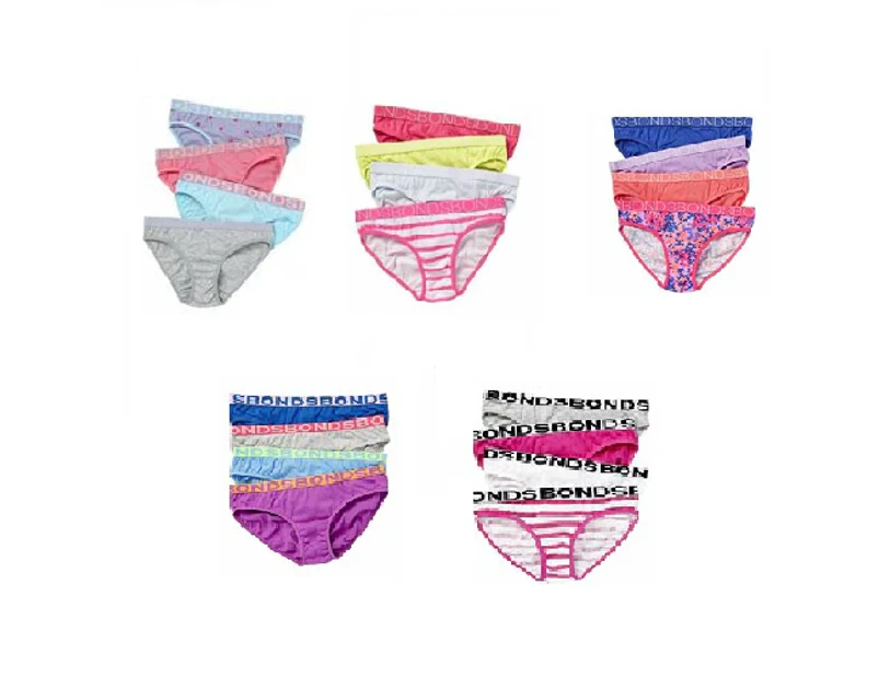 12 Pairs X Bonds Girls Underwear Kids Briefs Knickers Undies Assorted Colours Cotton - Pink