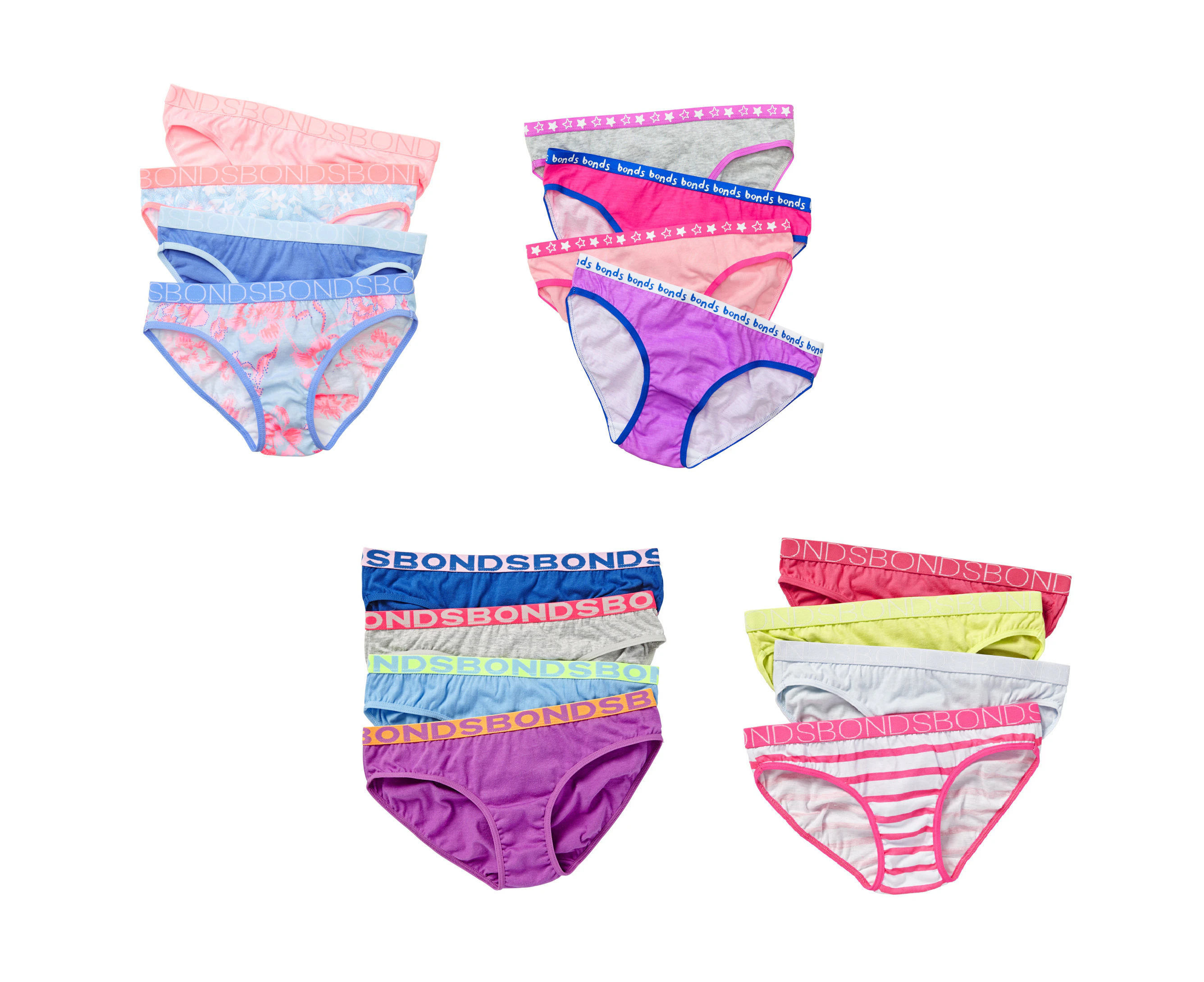 12 Pairs X Bonds Girls Underwear Brief Bikini Undies Knickers Assorted  Cotton - Mixed Colours