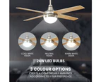 Krear 52" Ceiling Fan LED Light With Remote Control 4 Wooden Blades Wood Fans For Living Room